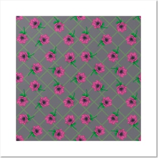 Anemone Field Pink Posters and Art